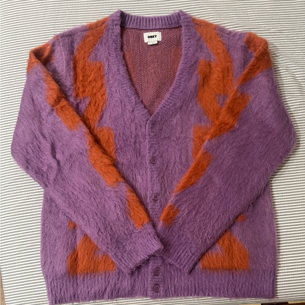 Obey Vivid Purple and Orange Cardigan